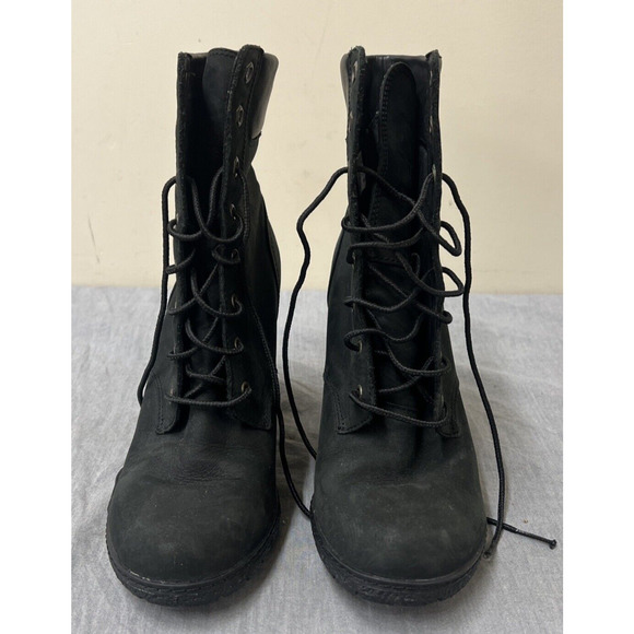 Timberland 8432A Women's Earthkeeper Glancy High Heel Black Leather Boots Sz 7 - Picture 2 of 12